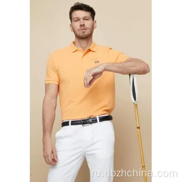 Mens Basic классическая вышивка с коротким рукавом Pique Polo